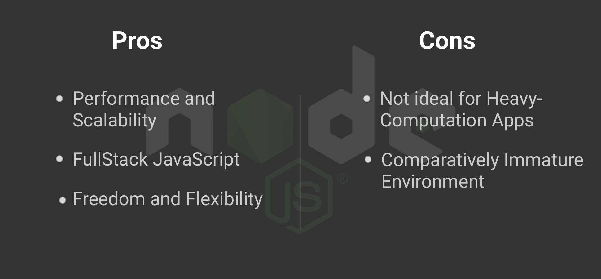 pros and cons of node js